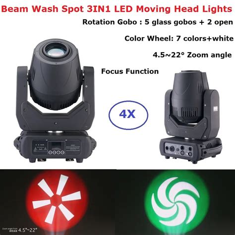 4 Pack Beam Wash Spot 3in1 Led Dj Lights 150w White Led Moving Head