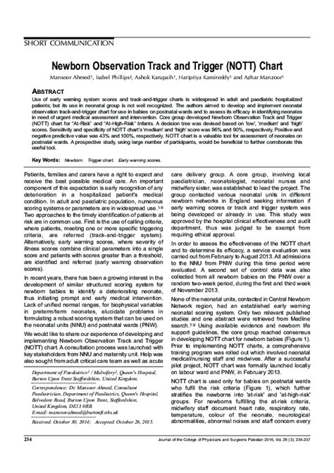 Pdf Newborn Observation Track And Trigger Nott Chart Azhar