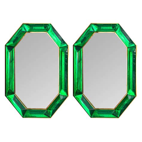 Bespoke Octagon Sea Green Murano Glass Mirror In Stock For Sale At 1stdibs Sea Glass Mirror