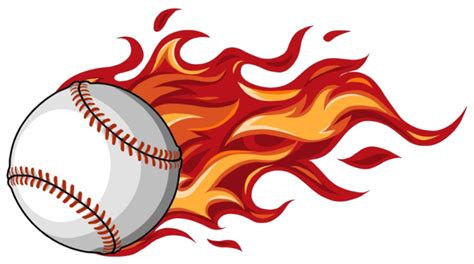 Vector Illustration Of A Baseball On A White Background With Fiery