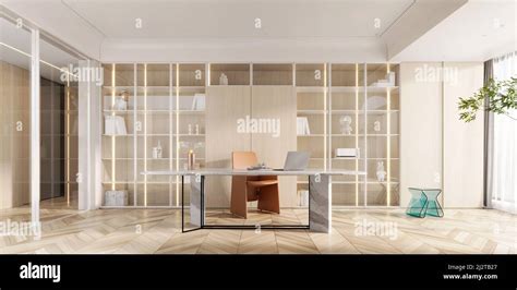 3d Render Working Office Interior Stock Photo Alamy