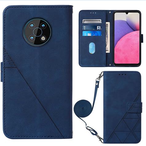 For Nokia G Crossbody D Embossed Flip Leather Phone Case Blue