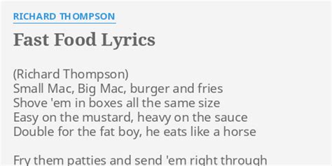 Fast Food Lyrics By Richard Thompson Small Mac Big Mac