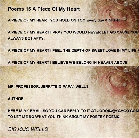 Poems 15 A Piece Of My Heart - Poems 15 A Piece Of My Heart Poem by ...