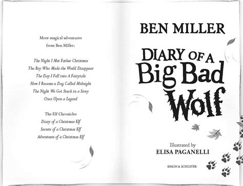 Diary Of A Big Bad Wolf Book By Ben Miller Elisa Paganelli