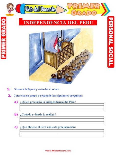 Independencia Del Perú Para Primer Grado De Primaria Pdf