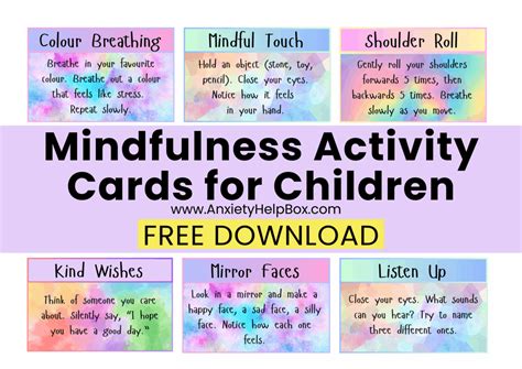 mindfulness activity cards  children  printable calm  tool