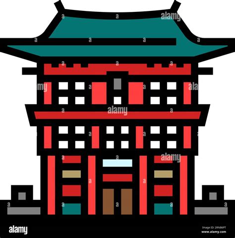 Miko Shrine Maiden Shintoism Color Icon Vector Illustration Stock