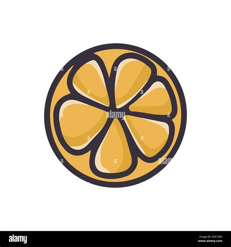 Lemon slice cartoon clipart. Half of citrus fruit hand drawn isolated ... 