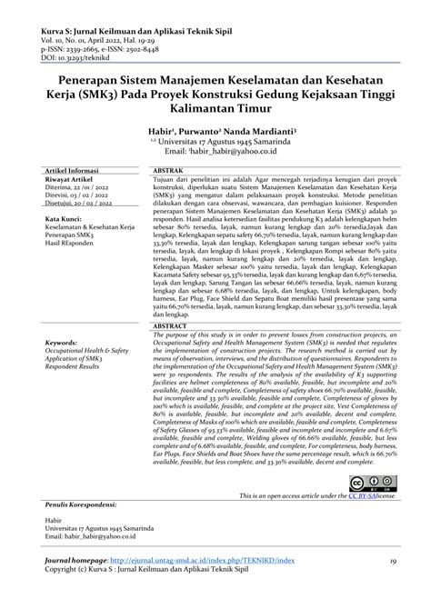 Pdf Penerapan Sistem Manajemen Keselamatan Dan Kesehatan Kerja Smk