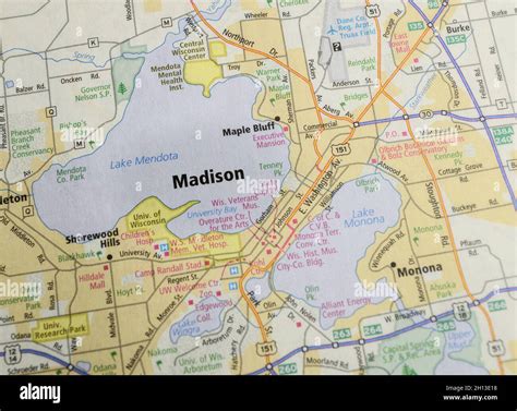 Map of the city of Madison, WI Stock Photo - Alamy
