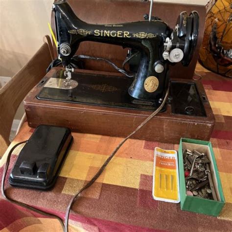 Antique Ornate Singer Motorized Sewing Machine Bentwood Case Foot Pedal