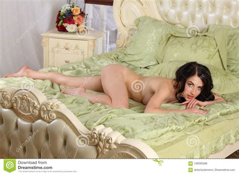 Erotic Female Portrait Of Nude Beautiful Brunette Girl Stock Photo Image Of Happy Glamour