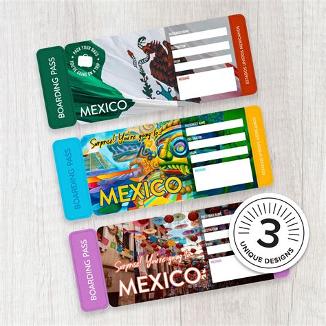 Mexico Printable Surprise Trip Tickets - Vacation Ticket - Boarding