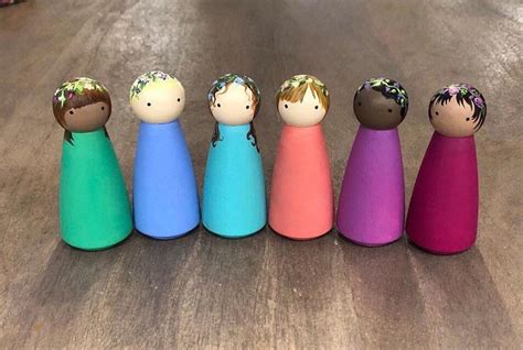 Custom Woodland Fairy Peg Dolls Set Of Heirloom Wooden Etsy Fairy