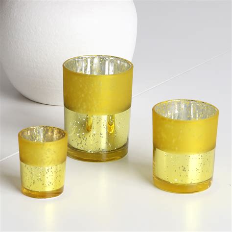 Gold Cylinder Tealight Candle Holder Set For Tble Decoration, High ...