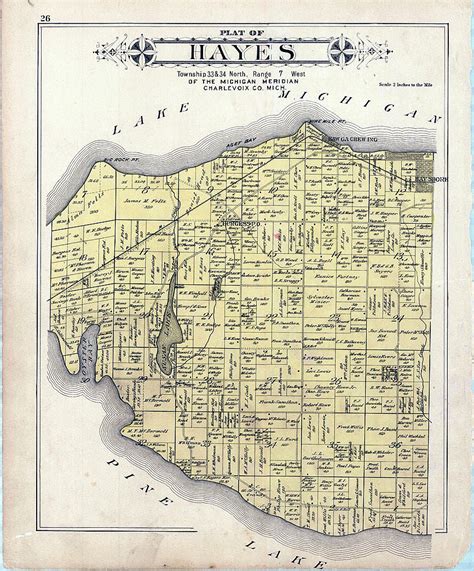 Old Hayes Township Plat Map Hayes Township Charlevoix Michigan