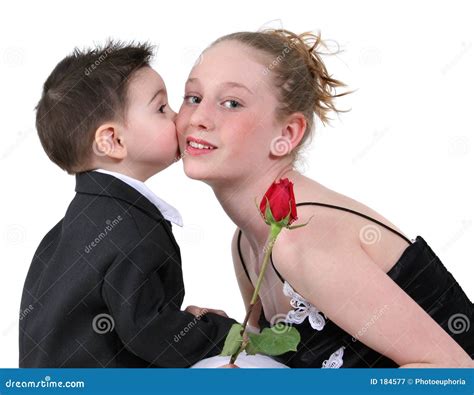 Boy's First Kiss Royalty Free Stock Photography - Image: 184577