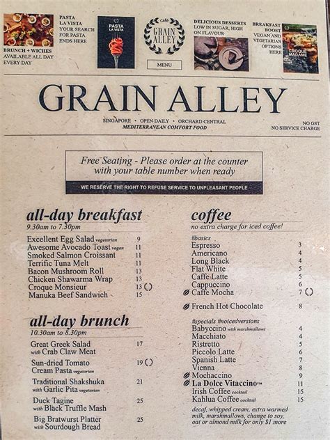 GRAIN ALLEY SINGAPORE MENU PRICES Updated Apr 2024