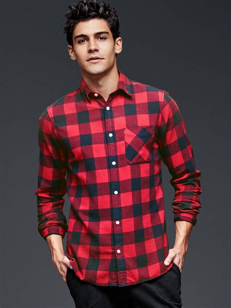 Gap Gq Nsf Washed Flannel Shirt In Red For Men Lasalle Red Lyst