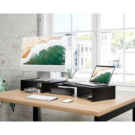 FITUEYES Réhausseur d Écran Réglable Moniteur Stand en Bois Support d