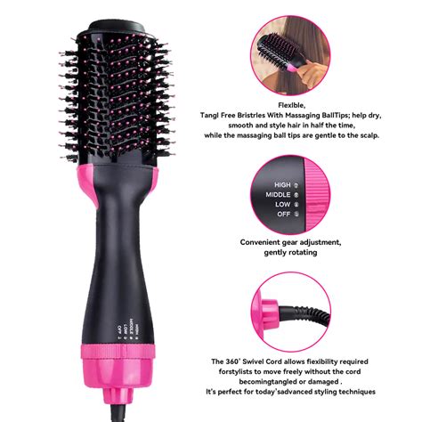 In Hot Air Comb Brush Hairdryer And Styler One Step Brush Dryer Curly Electric Hair