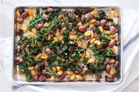 Sheet Pan Gnocchi With Mushrooms Sausage And Kale Recipe