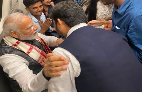 Photos Pm Narendra Modi Travels By Metro To Attend Centenary Celebrations Of Delhi University