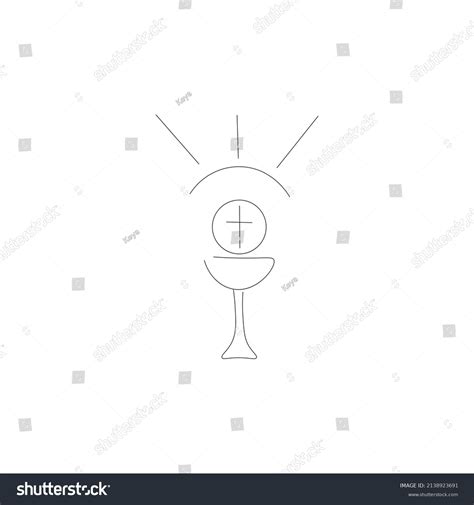 Symbol Holy Communion Bread Wine Line Stock Vector (Royalty Free ...