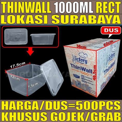 Jual Thinwall 1000 Ml Kotak Panjang 500 Pcs Per Dus Tempat Makan Box