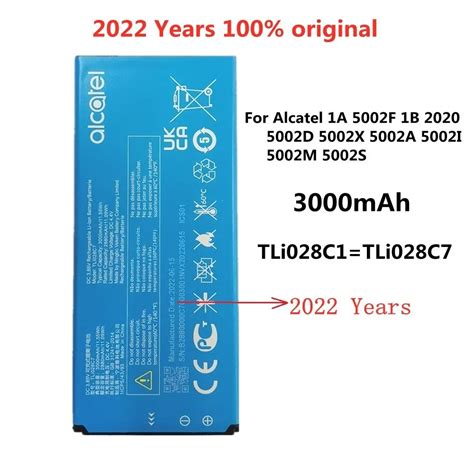 58T 100 New 3000mAh TLi028C1 TLi028C7 Original Battery For Alcatel 1A