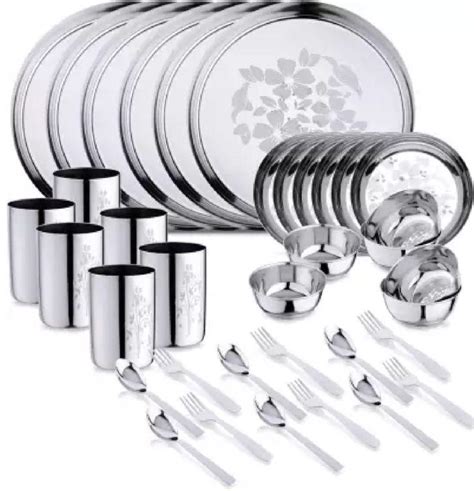 36 Pieces Stainless Steel Dinner Set For Serving Food Color Silver