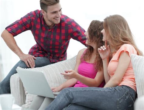 Group of Students Talking,sitting on the Couch. Stock Photo - Image of ...