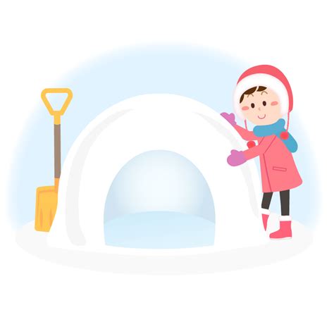 雪かまくらを作る女の子のイラスト 園だより、おたよりで使えるかわいいイラストの無料素材集【イラストだより】