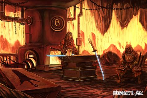 herbert-sim-forging-legendary-blade-of-bitcoin-samurai-blacksmith-art ...