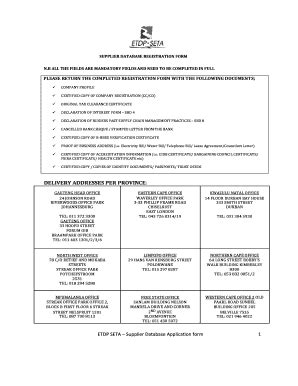 Fillable Online Etdpseta Org Database Registration Application Form