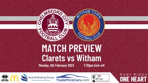 Witham Town H Essex Senior Cup Quarter Final Match Preview