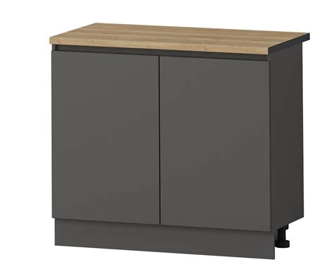 Долен кухненски шкаф с термоплот 100 см Графит Лео B24 | Мебели Венус