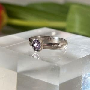 Bezel Set Oval Amethyst Ring In 925 Stirling Silver Size N 5 Etsy