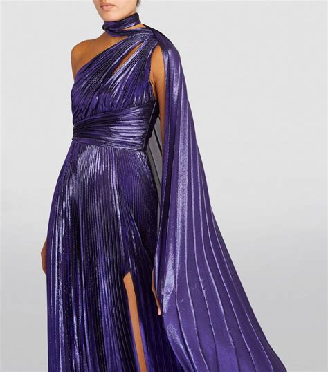 Womens Zuhair Murad Purple One Shoulder Pleated Gown Harrods US