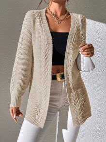 Shein Frenchy Cable Knit Drop Shoulder Duster Cardigan Shein Uk