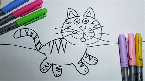 Dibujar un gato facil para niños How to Draw a cute cat