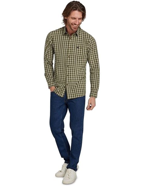 Raging Bull Micro Check Brushed Cotton Long Sleeve Shirt In Khaki Myer