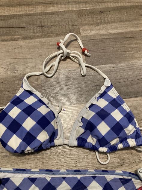 Damen Bikini Gr Triangel Bh Slip Otto Blau Wei Kariert