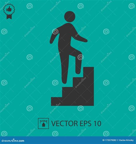 Man On Stairs Going Up Vector Icon Eps Promotion Symbol Stock