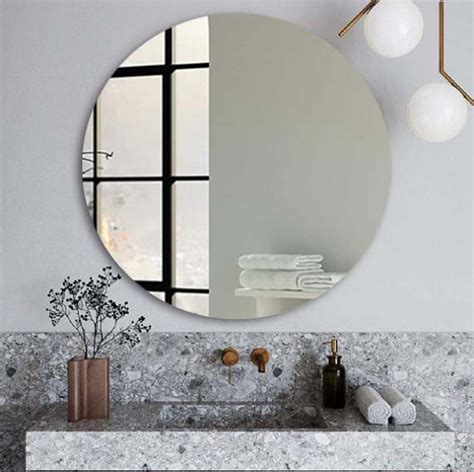 X Round Frameless Pencil Edge Mirror Bathroom Upgrade