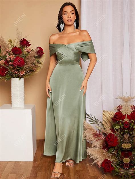 Shein Belle Off Shoulder Satin Bridesmaid Dress Shein Uk