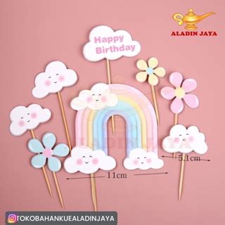 Jual Topper Happy Birthday Bentuk Awan Dan Pelangi Shopee Indonesia