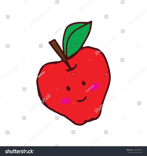 Red Apple Green Leaf Vector Illustration Stock Vector Royalty Free