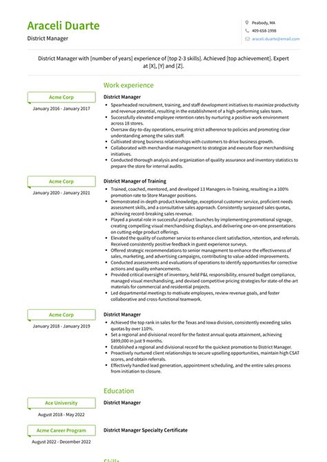 District Manager Resume Examples And Templates